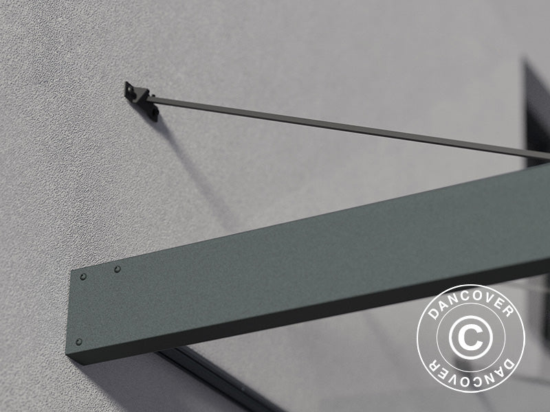 Pensilina Sophia XL 3000, Palram/Canopia, 1,40x2,86x0,17m, Grigio scuro/Trasparente