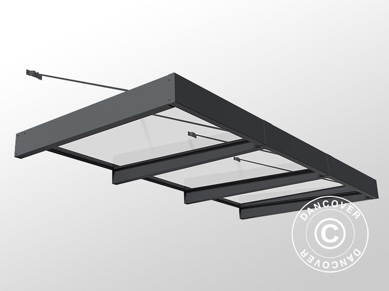 Pensilina Sophia XL 3000, Palram/Canopia, 1,40x2,86x0,17m, Grigio scuro/Trasparente