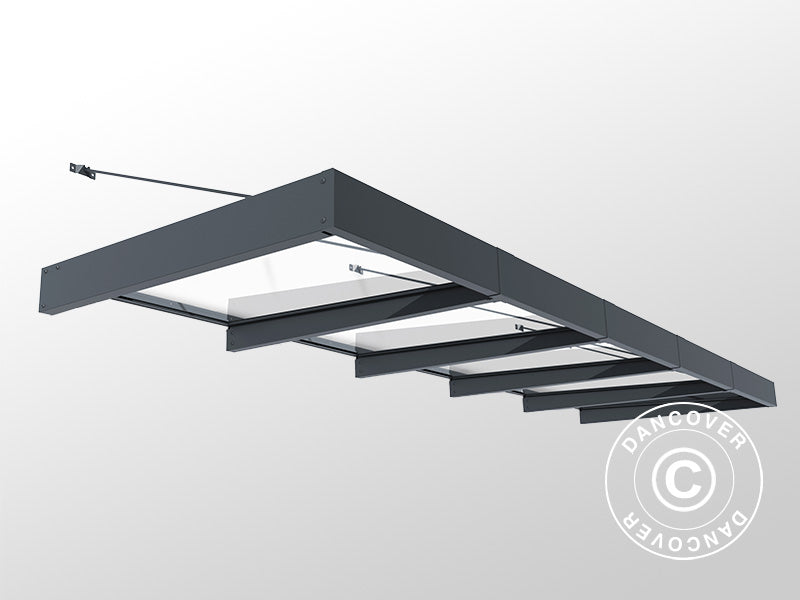 Pensilina Sophia XL 5000, Palram/Canopia, 1,40x4,71x0,17m, Grigio scuro/Trasparente