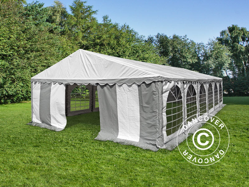 Tendone per feste, SEMI PRO Plus CombiTents® 900 6x12m, 4 in 1, Grigio/Bianco