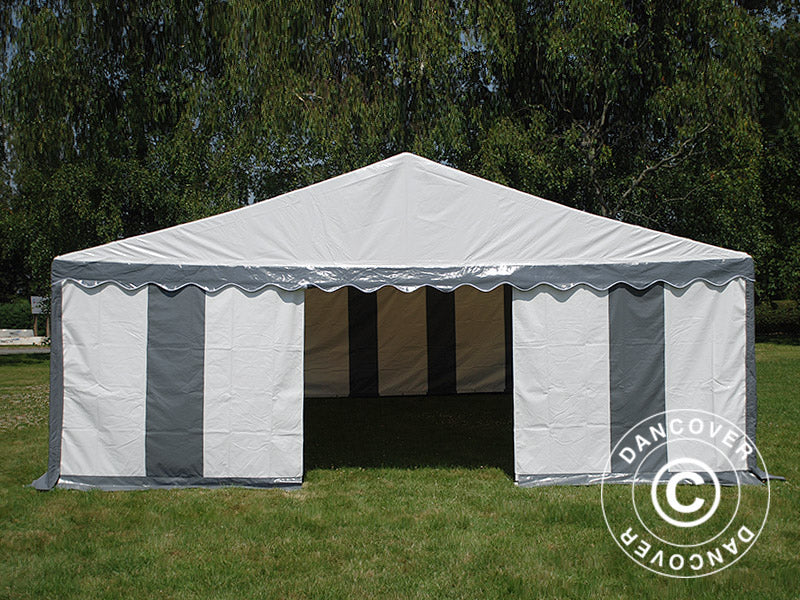 Tendone per feste Original 5x10m PVC 900, Grigio/Bianco