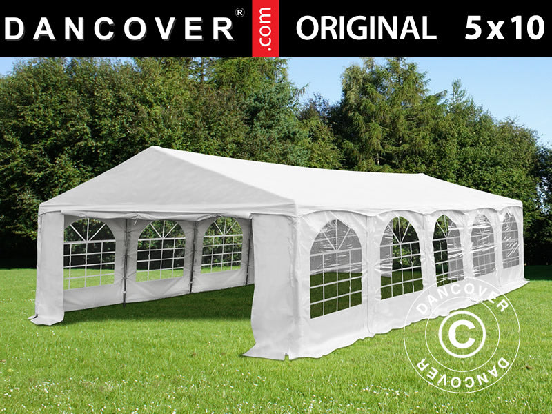 Partyzelt Original 5x10m PVC 900, "Arched", Weiß