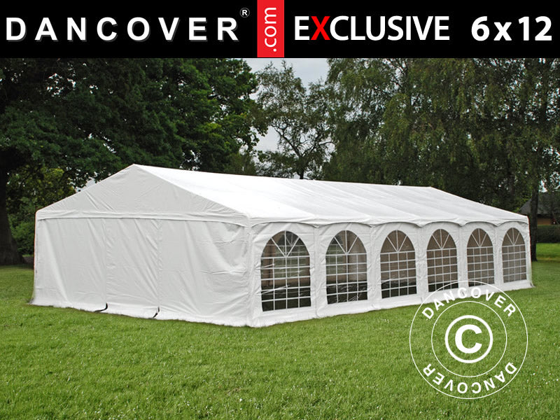 Tendone per feste Exclusive 6x12m PVC 900, "Arched", Bianco