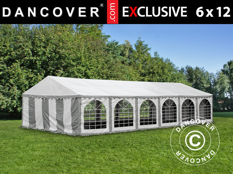 Tente de réception Exclusive 6x12m PVC 900, Gris/ Blanc