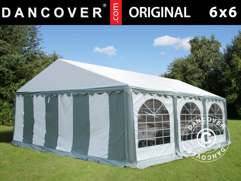 Tendone per feste Original 6x6m PVC 900, Grigio/Bianco