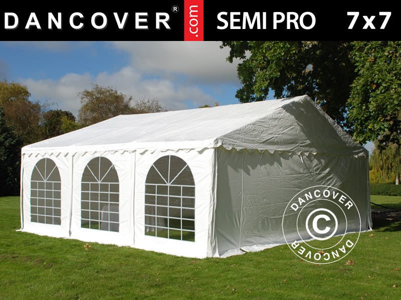 Partyzelt SEMI PRO Plus 7x7m PVC 900, Weiß