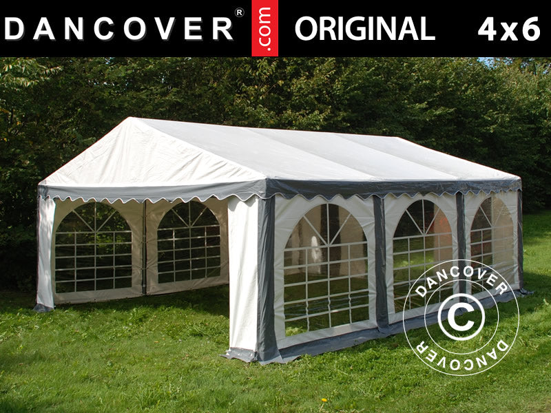 Tendone per feste Original 4x6m PVC 900, Grigio/Bianco