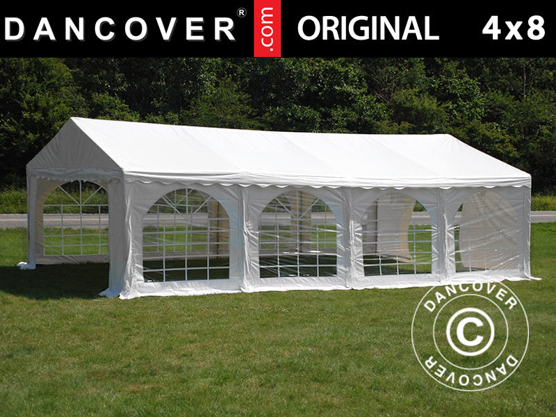 Partyzelt Original 4x8m PVC 900, Weiß