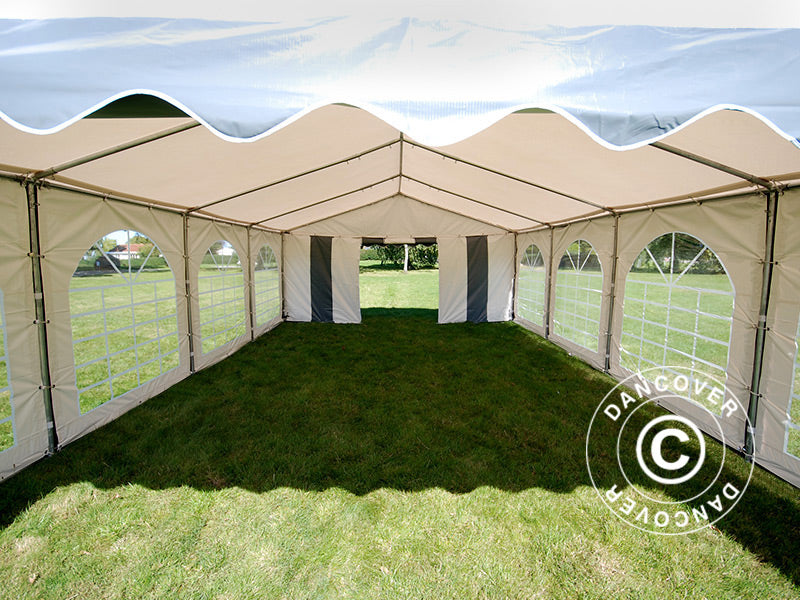 Partyzelt Original 5x8m PVC 900, Grau/Weiß