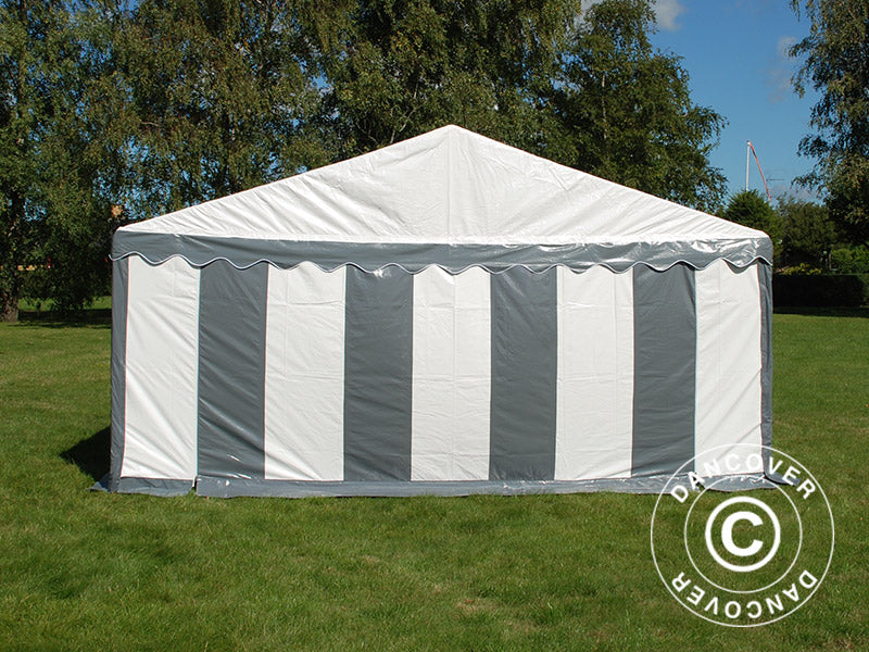 Partyzelt Original 5x8m PVC 900, Grau/Weiß