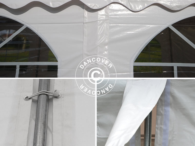 Partyzelt Original 5x8m PVC 900, Grau/Weiß