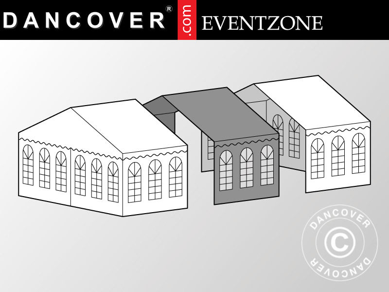 Estensione di 3m per tendone per feste professionale EventZone 6x6m PVC, Bianco