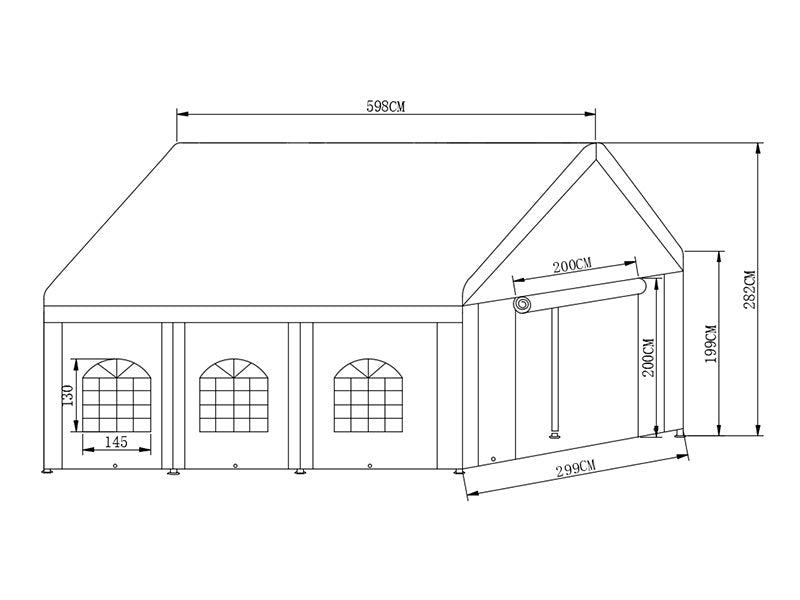 Tente de réception Basic 3x6m PE 500, Blanche