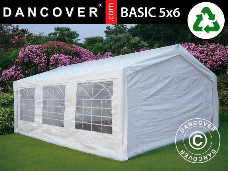 Tente de réception Basic 5x6m PE 500, Blanc