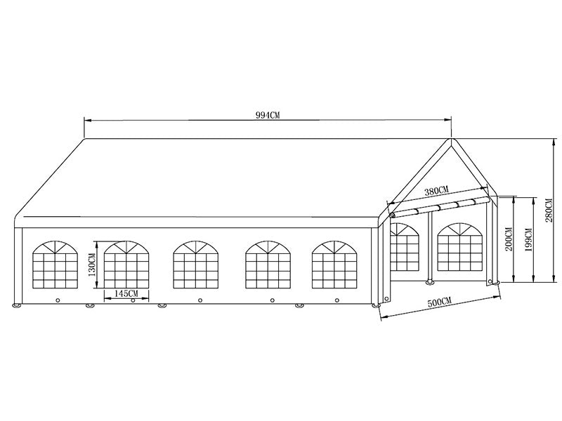 Tendone per feste Basic 5x10m PE 500, Bianco