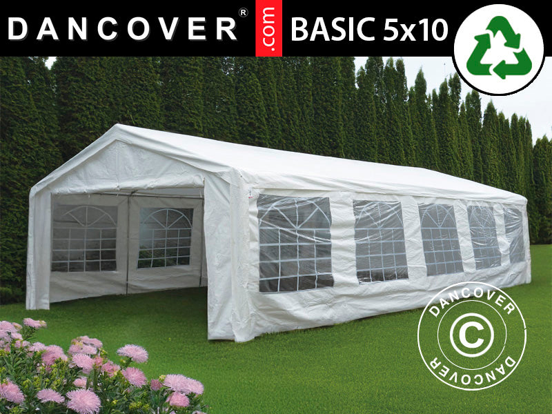 Tendone per feste Basic 5x10m PE 500, Bianco