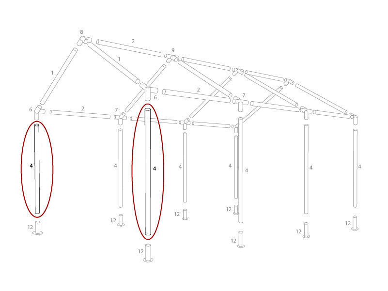 Pied avec socle, Ø38mm, 1880mm