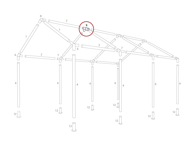 4-Wege-Verbindungsstück, Ø42mm, 140°