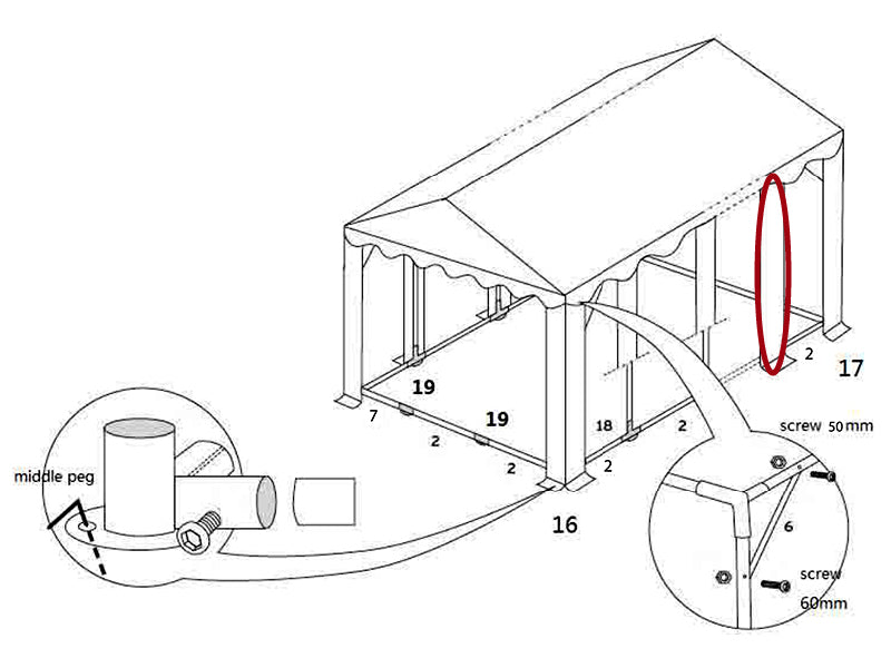Gamba d'appoggio, Ø50mm, 2188mm