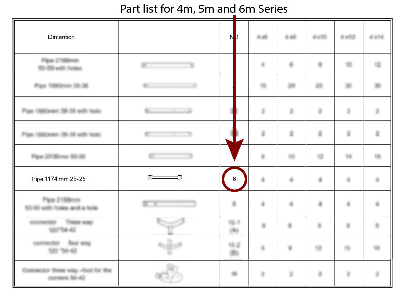 Tubo diagonale frontone, Ø25mm, 1158mm