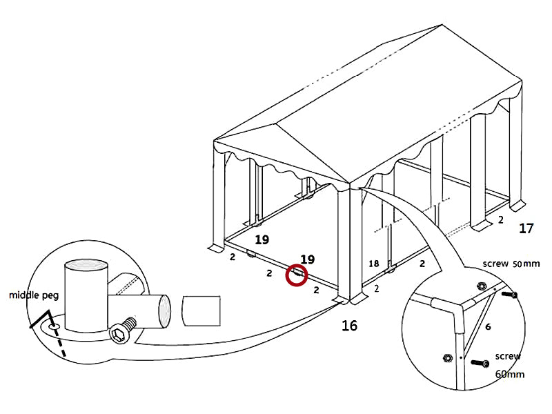 Barre au sol double fixation, Ø42mm