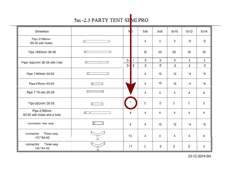 Tubo per il telaio di fondo, Ø38mm, 880mm