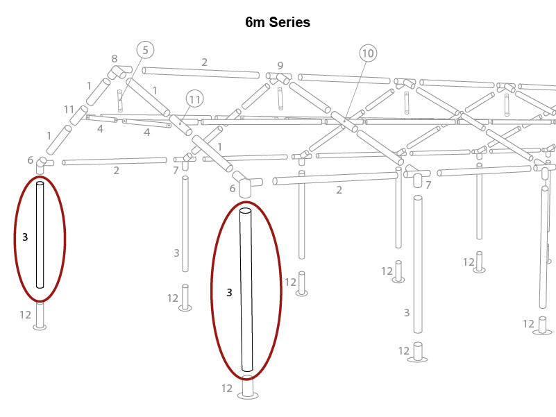 Standbein, Ø38mm, 1880mm