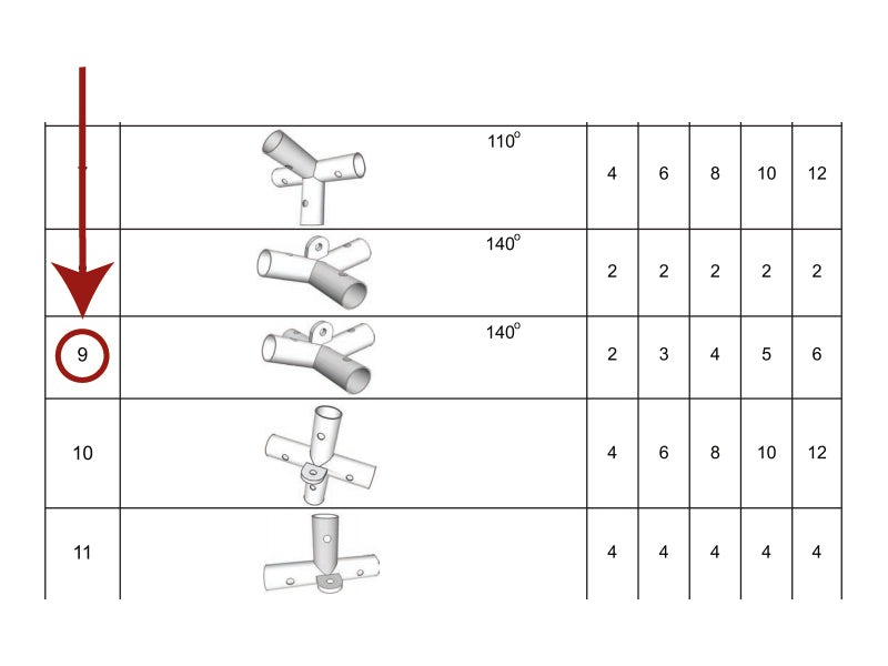 4-Wege-Verbindungsstück, Ø42mm, 140°