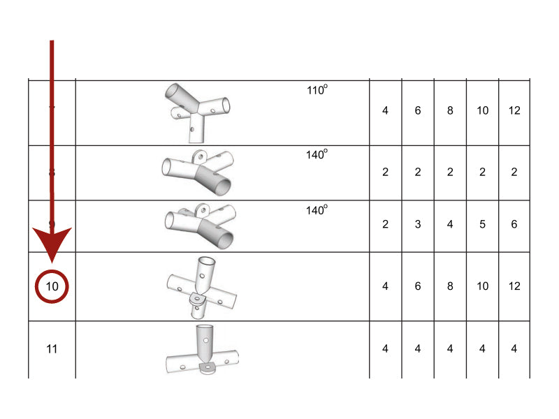 Aggancio piatto a 4 vie con flangia, Ø42mm, 250x250mm