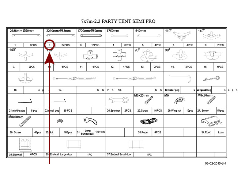 Tube pour toit, Ø38mm, 2210mm
