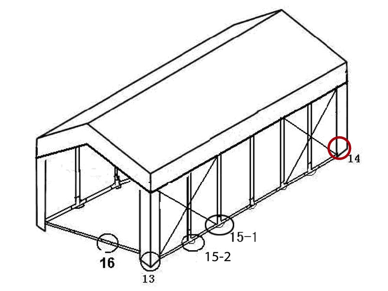 Barre au sol triple fixation, Ø42+Ø54mm , 90°
