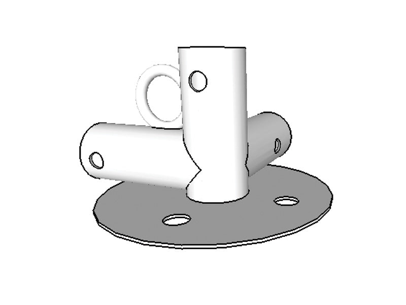 Barre au sol triple fixation, Ø42+Ø54mm , 90°