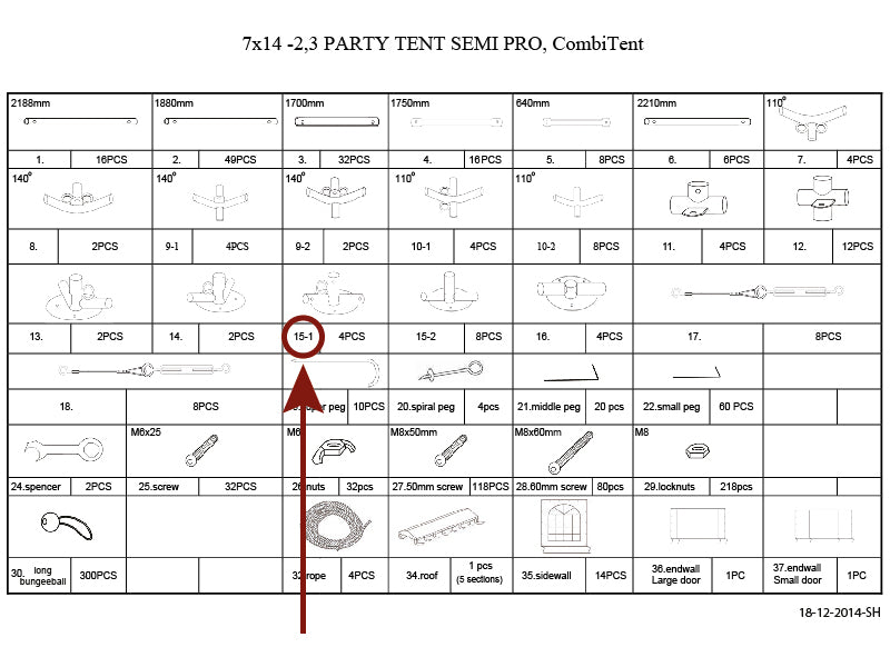 Barre au sol triple fixation, Ø42+Ø54mm