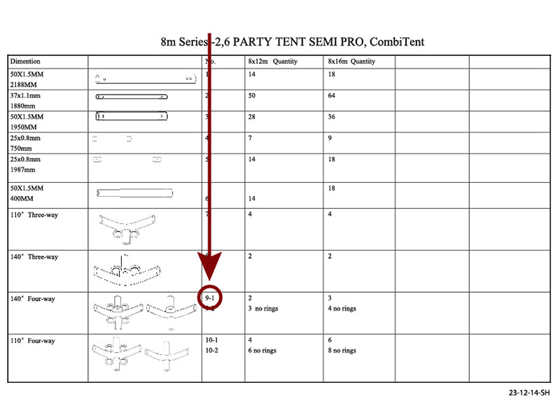 Aggancio a 4 vie, Ø42+Ø54mm, 140°