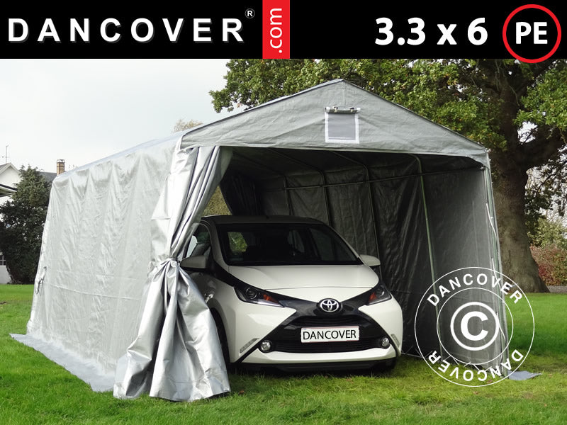 Zeltgarage PRO 3,3x6x2,4m PE, Grau