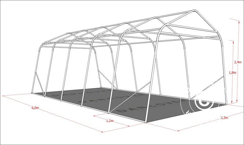 Tenda garage PRO 3,3x6x2,4m PVC, Grigio