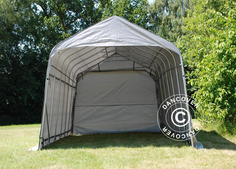 Tente Abri Garage PRO 3,77x7,3x3,18m PVC, Gris