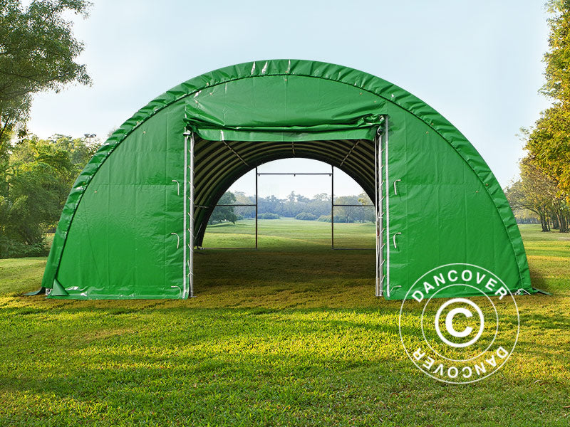 Tunnel agricole 9,15x12x4,5m, PVC, Vert