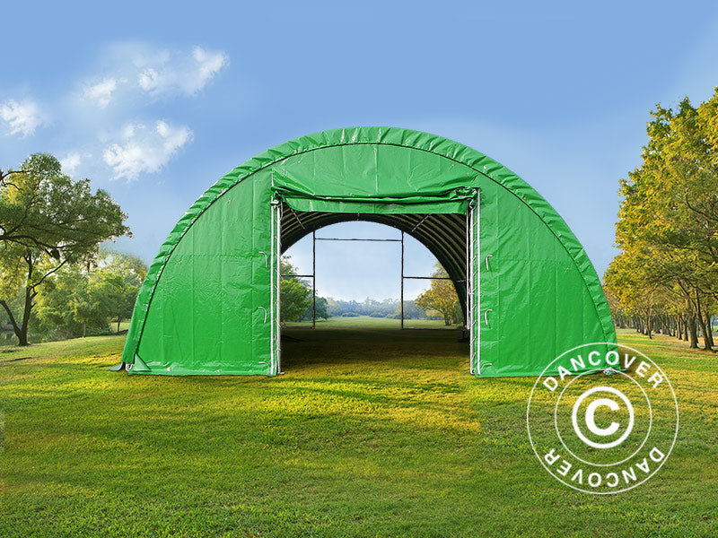 Tunnel agricole 9,15x12x4,5m, PVC, Vert