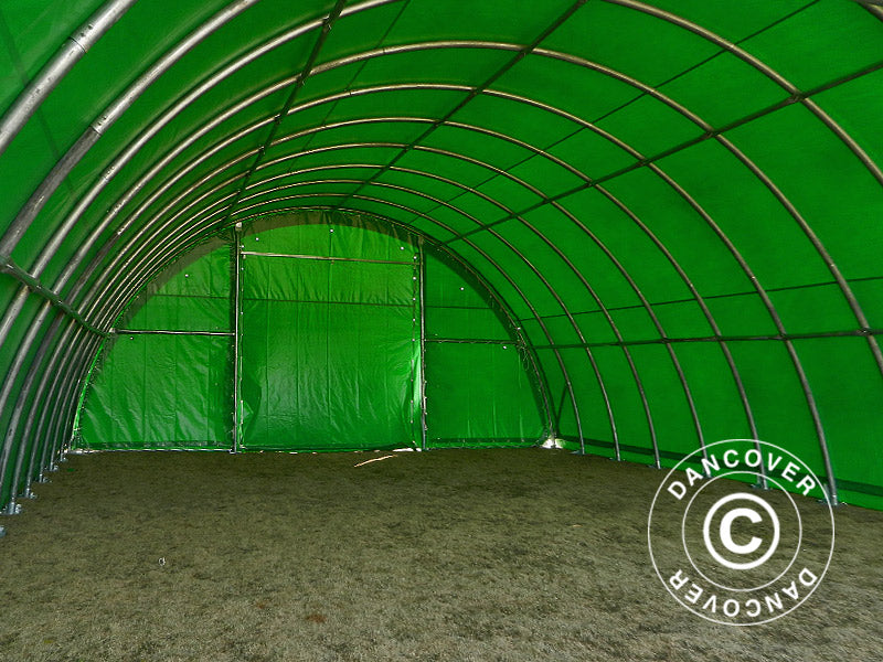 Tunnel agricole 9,15x12x4,5m, PVC, Vert