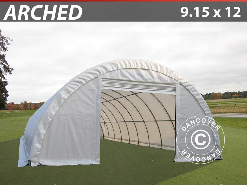 Tunnel agricole 9,15x12x4,5m, PVC, Blanc