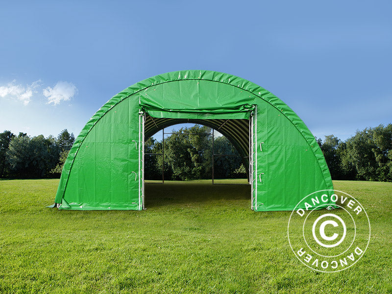 Tunnel agricole 9,15x20x4,5m, PVC, Vert