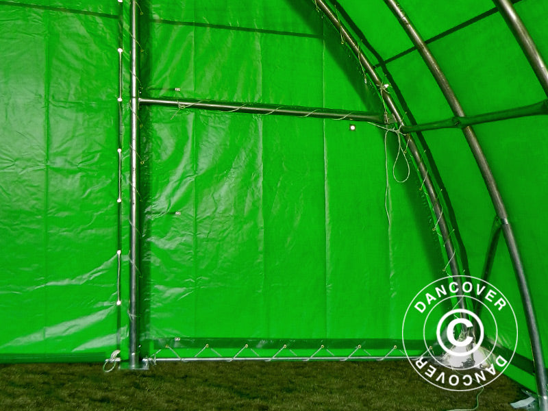 Tunnel agricole 9,15x20x4,5m, PVC, Vert