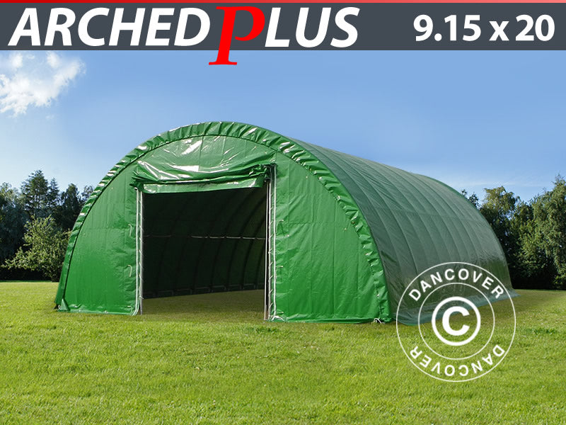 Tunnel agricole 9,15x20x4,5m, PVC, Vert