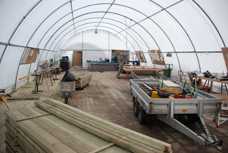 Tunnel agricole 9,15x20x4,5m, PVC, Blanc