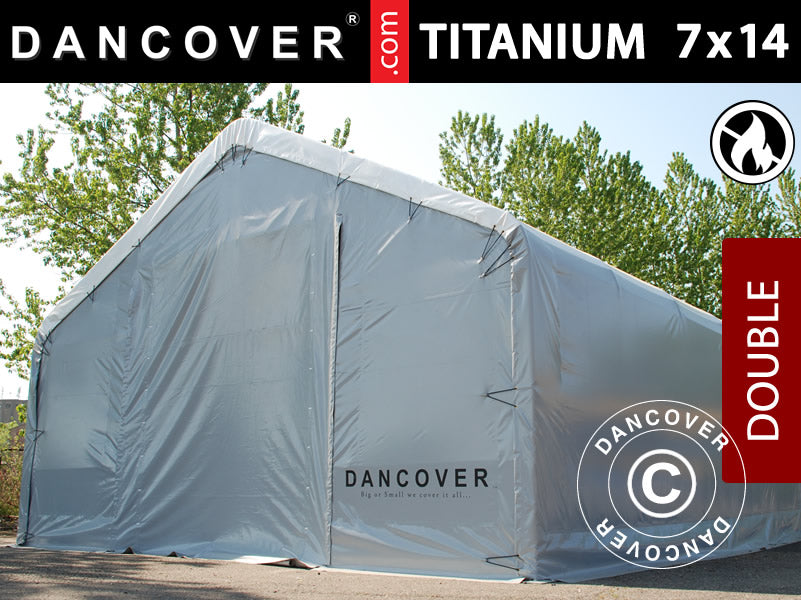 Capannone tenda Titanium 7x14x2,5x4,2m, Bianco/Grigio