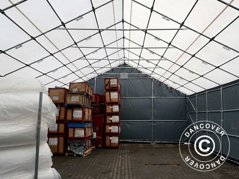 Tente de stockage Titanium 8x27x3x5m, Blanc/Gris