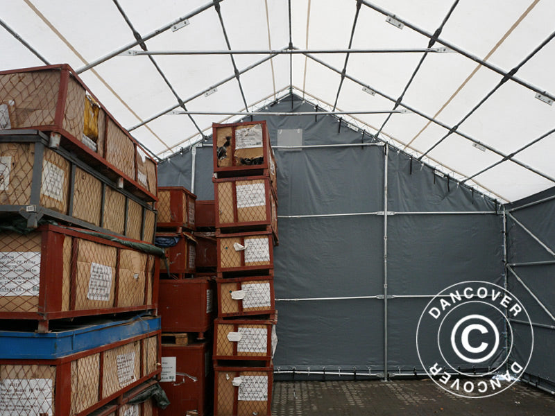 Tente de stockage Titanium 8x27x3x5m, Blanc/Gris