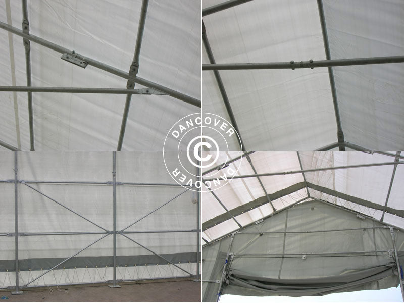 Tente de stockage Titanium 8x27x3x5m, Blanc/Gris