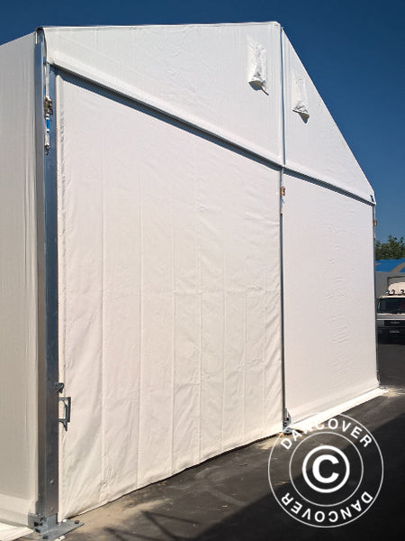 Hangar de stockage industriel Alu 20x30x8,04m avec porte coulissante, PVC, blanc